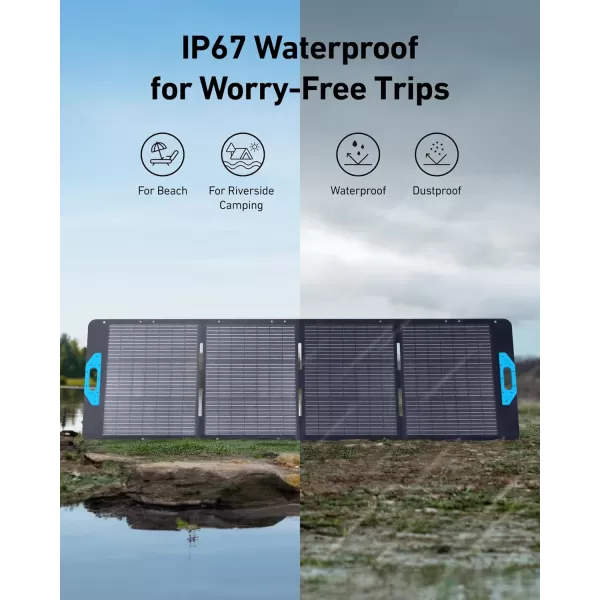 imageAnker SOLIX PS200 Solar Panel with Adjustable Kickstand 200W Foldable Portable Solar Charger IP67 Waterproof 23 Higher Energy Conversion Efficiency for Camping RVs and BlackoutsAnker 200W Solar Panel