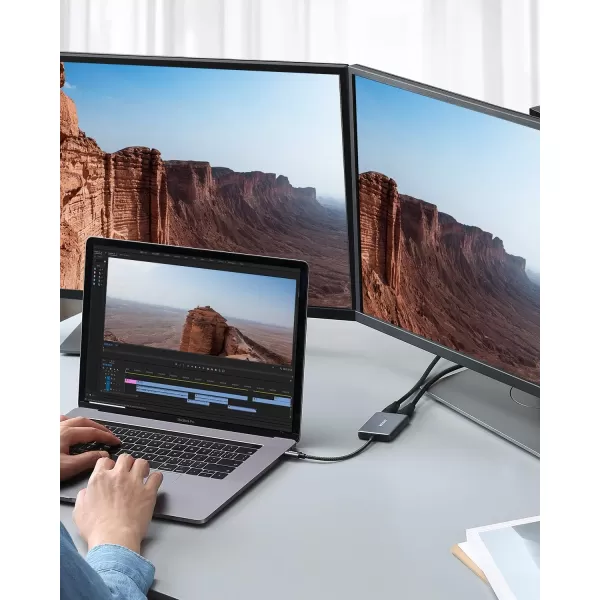 imageAnker USB C to Dual HDMI Adapter Compact and Portable USB C Adapter Supports 4K60Hz and Dual 4K30Hz for MacBookLenovoYogaThinkpad XPS and More macOS only support SST mode