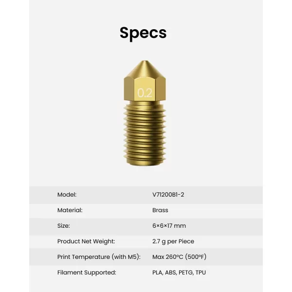 imageAnkerMake 10Pack 04 mm Nozzle Kit Premium Brass for AnkerMake M5M5C 3D PrintersGolden