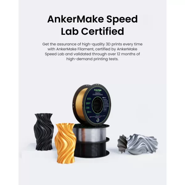 imageAnkerMake PLA 3D Printing Filament AnkerMake Official Filament 2Pack 44 lb  2 kg Smooth HighAdhesion Rate Designed for HighSpeed Printing  BlackSilk Black