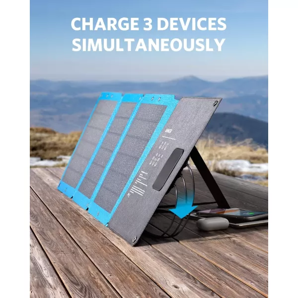 imageSolar Charger Anker 24W 3Port USB Portable Solar Charger with Foldable CIGS Panel for Camping PowerPort Solar for iPhone 12SE11XS MaxXRX8 iPad Samsung Galaxy S20S10S9S8 and More