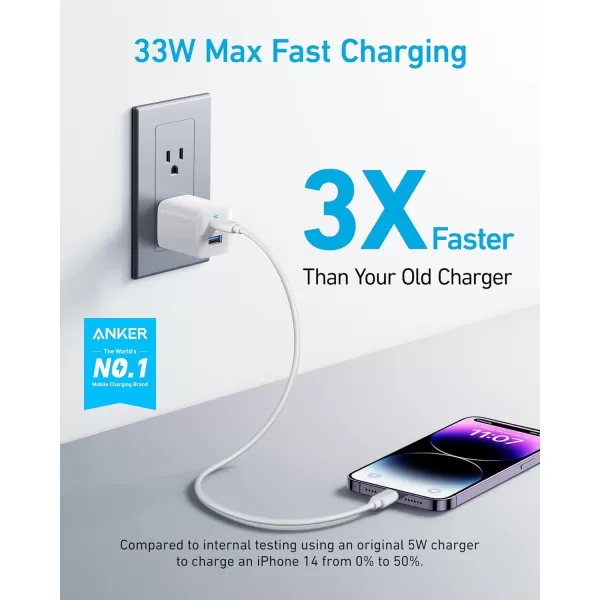 imageUSB C Charger 33W Anker 323 Charger 2 Port Compact Charger with Foldable Plug for iPhone 1515 Plus15 Pro15 Pro Max1413 Pixel Galaxy iPadiPad Mini and More Cable Not Included  WhiteWhite