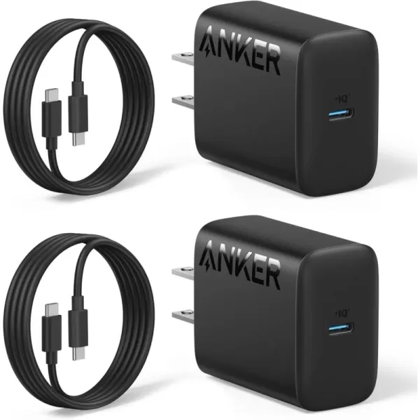 imageAnker 25W USBC Super Fast Charger Anker Charger NonFoldable with USBC Cable Supports PPS Fast Charging for Samsung Galaxy S23 UltraS23S23S22S21S20Note 20 ampamp More 2Pack 5ft Cable IncludedBlack