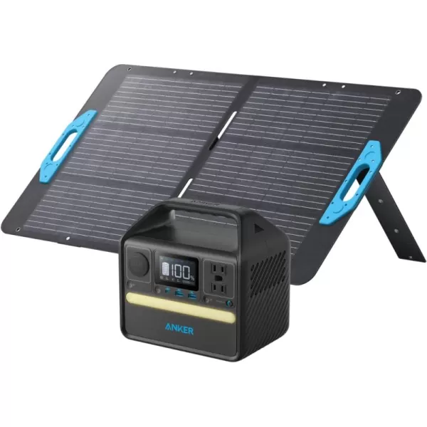 imageAnker 521 Portable Power Station Solar Generator 256Wh with 100W Solar Panel LiFePO4 Battery Pack 200W 6Port PowerHouse 2 AC Outlets 60W USBC PD Output for Outdoor Camping RVAnker SolixAnker 521 Portable Power Station1100W