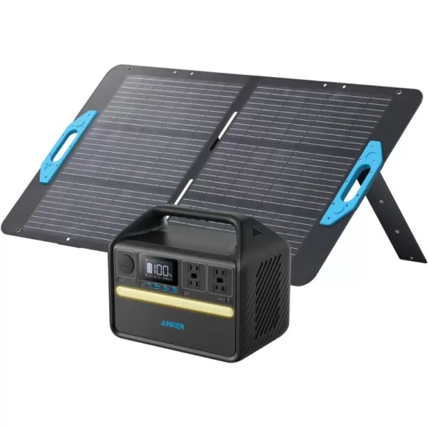 imageAnker 535 Portable Power Station 512Wh Solar Generator Solar Panel Optional with LiFePO4 Battery Pack 500W 9Port Powerhouse 4 AC Outlets 60W USBC PD Output LED Light for Outdoor Camping RVAnker PowerHouse 5351100W Solar Panel