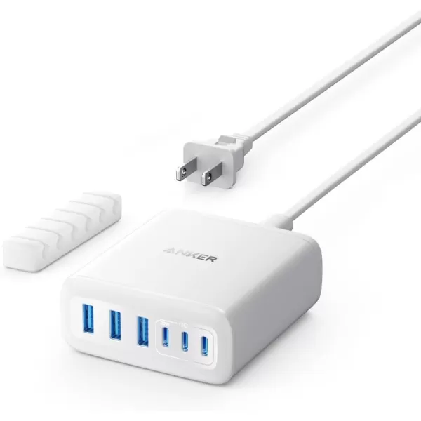 imageAnker Desktop Charger Fast Charging USB C Charger 112W Max 6Port Charging Station for iPhone iPad MacBook Samsung and More Cable Not IncludedWhite