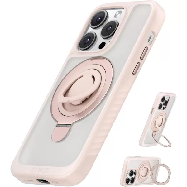 imageAnker Magnetic Ring Stand for iPhone 16 Pro Max Case Silicone Finger Ring Grip Stand Holder Military Grade Drop Tested Compatible with MagSafe Built in Kickstand Soft Edge AntiFingerprint PinkPink