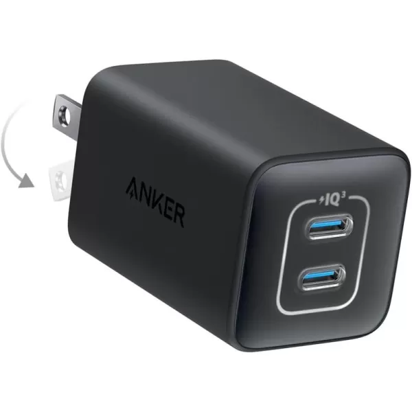 imageAnker Nano Charger 47W USB C Charger 2 Port Compact Foldable GaN Charger for iPhone 1615 and More Series Galaxy Pixel Compatible with MagSafe