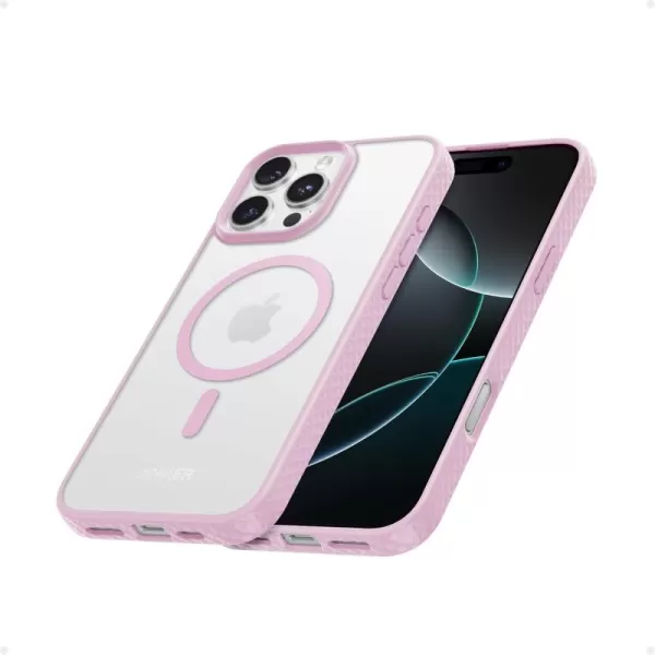 imageAnker for iPhone 16 Pro Max Phone Case Magnetic Matte Textured Military Grade Drop Protection Translucent Cell Phone Cover  Slim Rugged Durable Shockproof Protective Bumper CasesBluePink