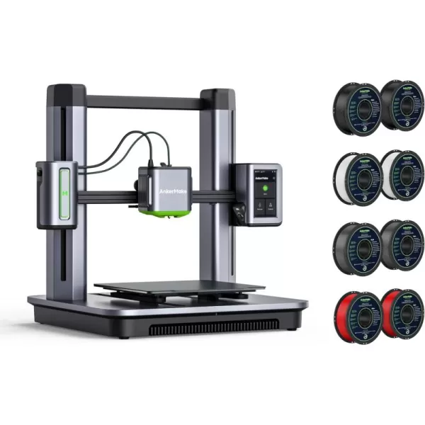 imageAnkerMake M5 3D Printer Bundle with 8 kg of AnkerMake PLA Filament Black White Gray Red