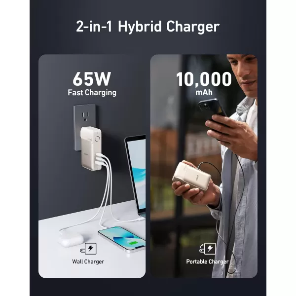 imageAnker GaNPrime Power Bank 2in1 Hybrid Charger 10000mAh 30W USBC Portable Charger with 65W Wall Charger Works for iPhone 1515 Plus15 Pro15 Pro Max1413 Samsung Pixel MacBook Dellgolden