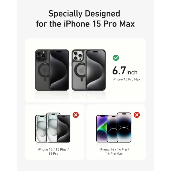 imageAnker Magnetic Phone Case for iPhone 15 Pro Max Case AntiSlip and DropProof Protective Cover with 360 Ring Stand iPhone Case Compatible with MagSafe Exclusively Designed for iPhone 15 Pro MaxBlack