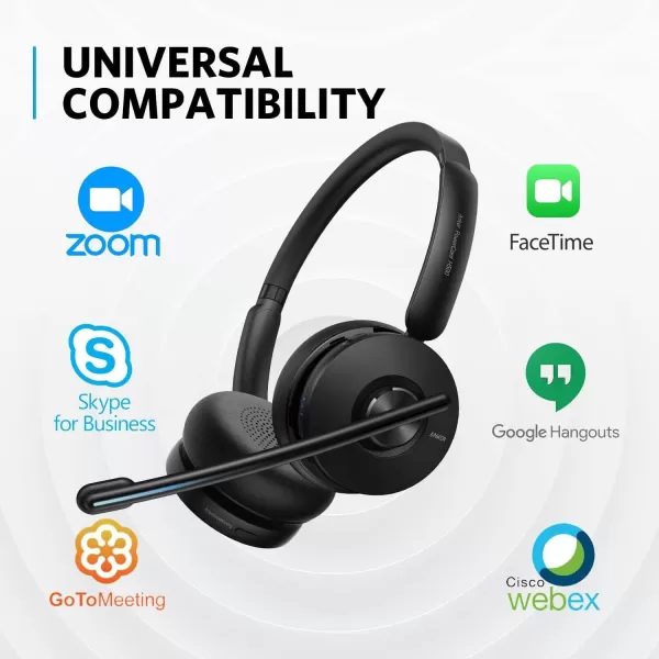 imageAnker PowerConf H500 Bluetooth DualEar Headset with Microphone Audio Recording and Meeting Transcription AIEnhanced Calls Compatible with Video Conference Platforms 24H Talk TimeBlack