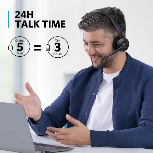 imageAnker PowerConf H500 Bluetooth DualEar Headset with Microphone Audio Recording and Meeting Transcription AIEnhanced Calls Compatible with Video Conference Platforms 24H Talk TimeBlack