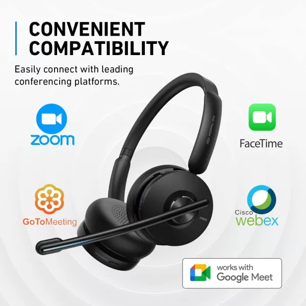 imageAnker PowerConf H500 Bluetooth DualEar Headset with Microphone Audio Recording and Meeting Transcription AIEnhanced Calls Compatible with Video Conference Platforms 24H Talk TimeBlack