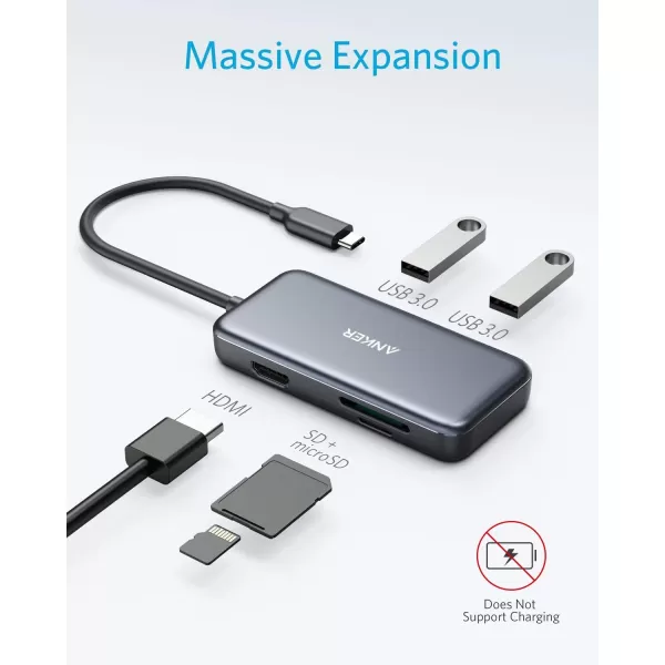 imageAnker USB C Hub 5in1 USB C Adapter with 4K USB C to HDMI SD and microSD Card Reader 2 USB 30 Ports for MacBook Pro 201920182017 iPad Pro 20192018 Pixelbook XPS and More