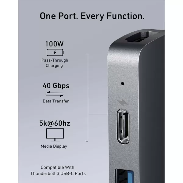 imageAnker USB C Hub for MacBook 7in2 USB C to C Adapter Compatible with Thunderbolt 3 Port 100W Power Delivery 4K HDMI USB C and 2 USB A Data Ports SD and microSD Card Reader