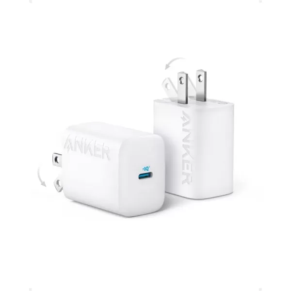 imageAnker 2Pack 30W USBC Foldable Fast Charger for iPhone Samsung MacBook Air iPad Pro Pixelbook and More Cables Not IncludedWhite