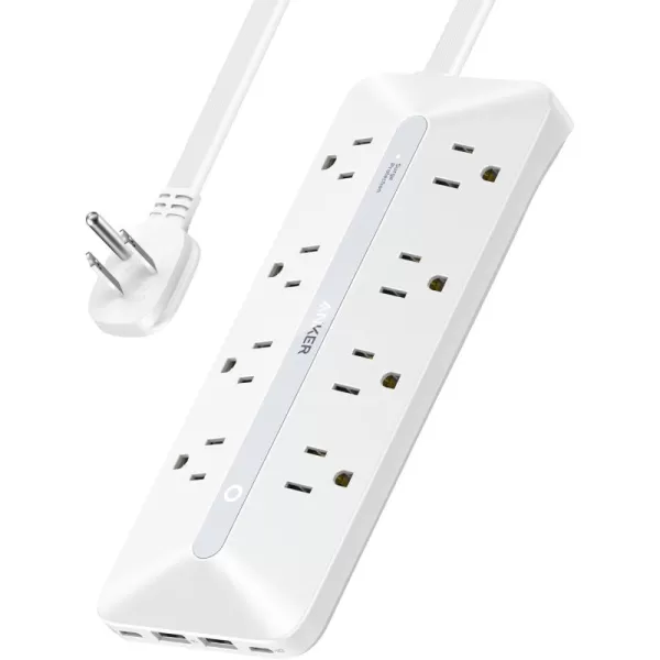 imageAnker Flat Plug Power Strip 12in1 USB C Power Strip with 8 AC Outlets 2 USB C 2 USB A Ports 5feet Extension Cord Slim Desk Charging Station 900J Surge Protection 35W Max for Home OfficeWhite