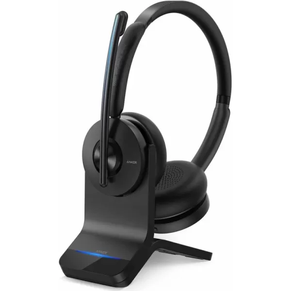 imageAnker PowerConf H500 Bluetooth DualEar Headset with Microphone Audio Recording and Meeting Transcription AIEnhanced Calls Compatible with Video Conference Platforms 24H Talk TimeBlack