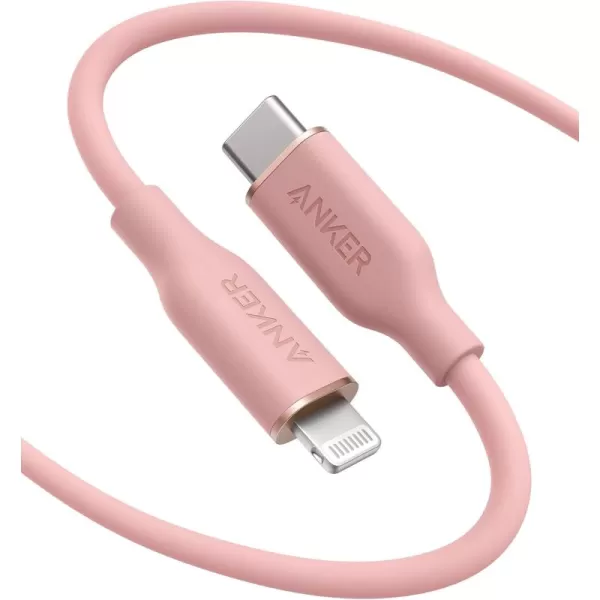 Anker USBC to Lightning Cable 641 Cable Coral Pink 6ft MFi Certified Powerline III Flow Silicone Fast Charging Cable for iPhone 13 13 Pro 12 11 X XS XR 8 PlusCharger Not IncludedPink