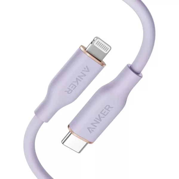 Anker USBC to Lightning Cable 641 Cable Coral Pink 6ft MFi Certified Powerline III Flow Silicone Fast Charging Cable for iPhone 13 13 Pro 12 11 X XS XR 8 PlusCharger Not IncludedLight Purple