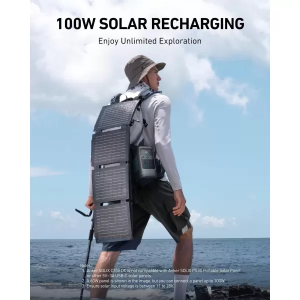 imageAnker SOLIX C200 DC Power Bank Station 60000mAh 192Wh Portable Power Station LiFePO4 Battery 200W Solar Generator for Outdoor Camping Traveling and Emergencies No Wall Charger Included192Wh