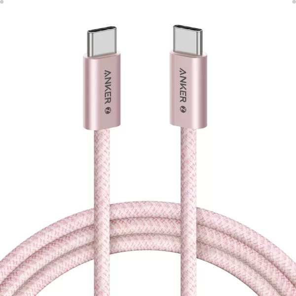 imageAnker Zolo USB C to USB C Cable Braided and DirtFree Type C Fast Charging Cable Slim Connector for iPhone 16 Series MacBook 240W Black 6ftPink