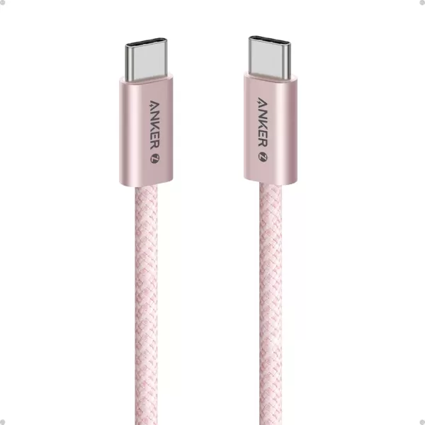 imageAnker Zolo USB C to USB C Cable Braided and DirtFree Type C Fast Charging Cable Slim Connector for iPhone 16 Series MacBook 240W Black 6ftPink