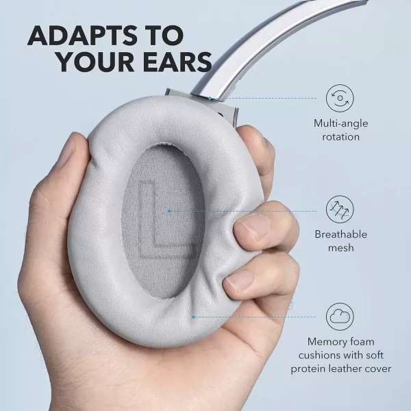 imageAnker Soundcore Life Q20 Hybrid Active Noise Cancelling Headphones Wireless Over Ear Bluetooth Headphones with 40H Playtime HiRes Audio Deep Bass Memory Foam Ear Cups and Headband for TravelWorkSilver