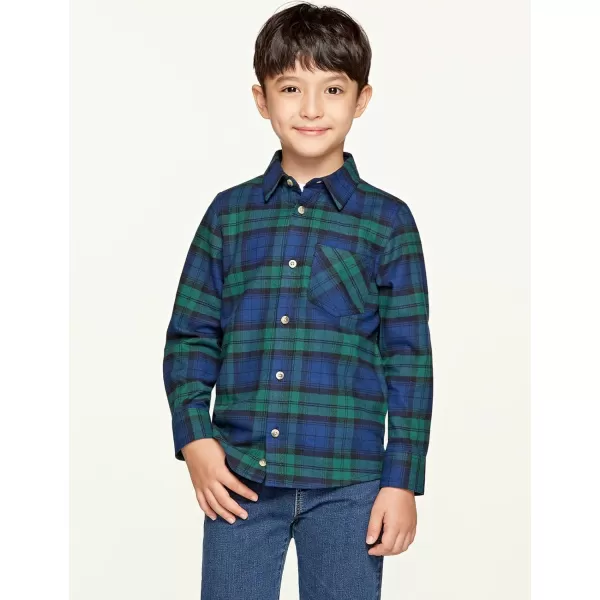 CQR Kids Little Boys Girls Baby Plaid Flannel Shirt Long Sleeve AllCotton Soft Brushed Casual Button Down ShirtsFlannel Plaid Black Watch