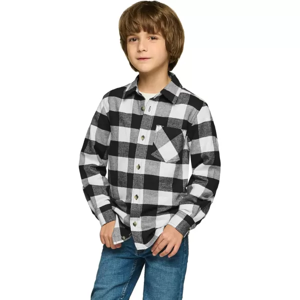 CQR Kids Little Boys Girls Baby Plaid Flannel Shirt Long Sleeve AllCotton Soft Brushed Casual Button Down ShirtsFlannel Plaid Classic Black