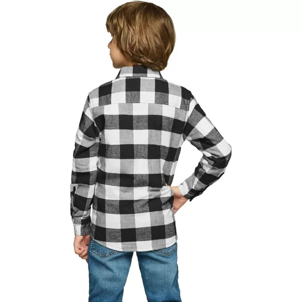 CQR Kids Little Boys Girls Baby Plaid Flannel Shirt Long Sleeve AllCotton Soft Brushed Casual Button Down ShirtsFlannel Plaid Classic Black