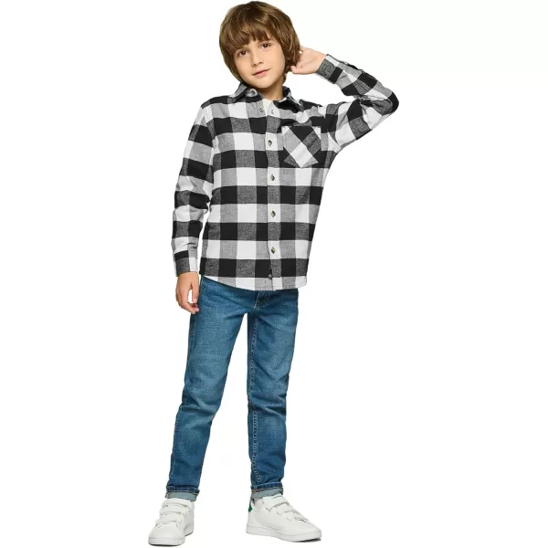 CQR Kids Little Boys Girls Baby Plaid Flannel Shirt Long Sleeve AllCotton Soft Brushed Casual Button Down ShirtsFlannel Plaid Classic Black