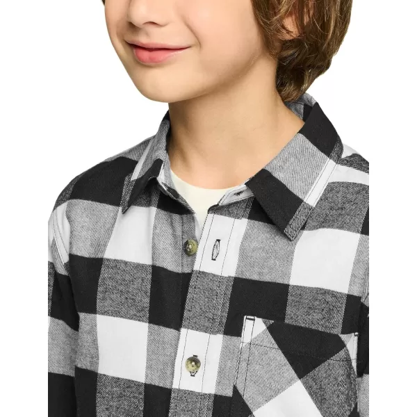 CQR Kids Little Boys Girls Baby Plaid Flannel Shirt Long Sleeve AllCotton Soft Brushed Casual Button Down ShirtsFlannel Plaid Classic Black