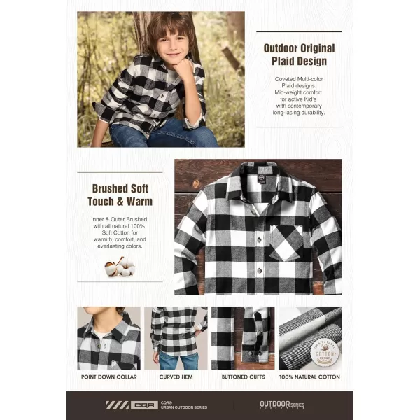 CQR Kids Little Boys Girls Baby Plaid Flannel Shirt Long Sleeve AllCotton Soft Brushed Casual Button Down ShirtsFlannel Plaid Classic Black