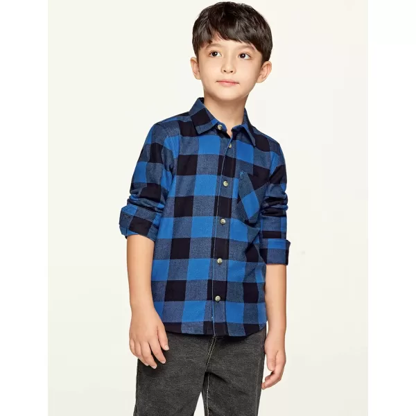 CQR Kids Little Boys Girls Baby Plaid Flannel Shirt Long Sleeve AllCotton Soft Brushed Casual Button Down ShirtsFlannel Plaid Classic Blue