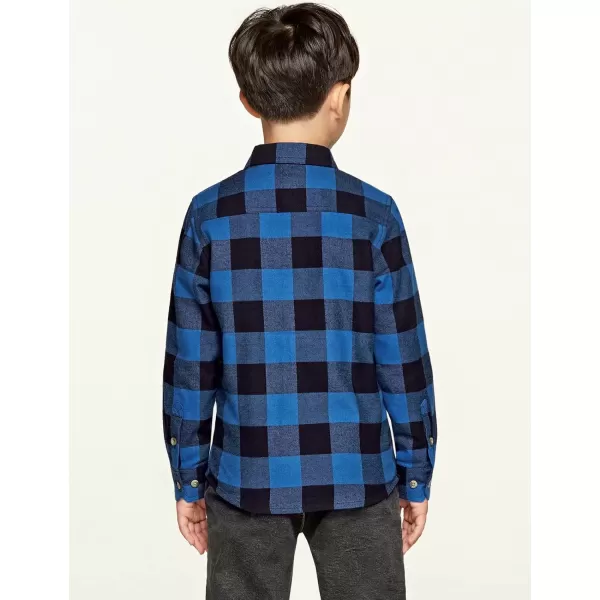 CQR Kids Little Boys Girls Baby Plaid Flannel Shirt Long Sleeve AllCotton Soft Brushed Casual Button Down ShirtsFlannel Plaid Classic Blue