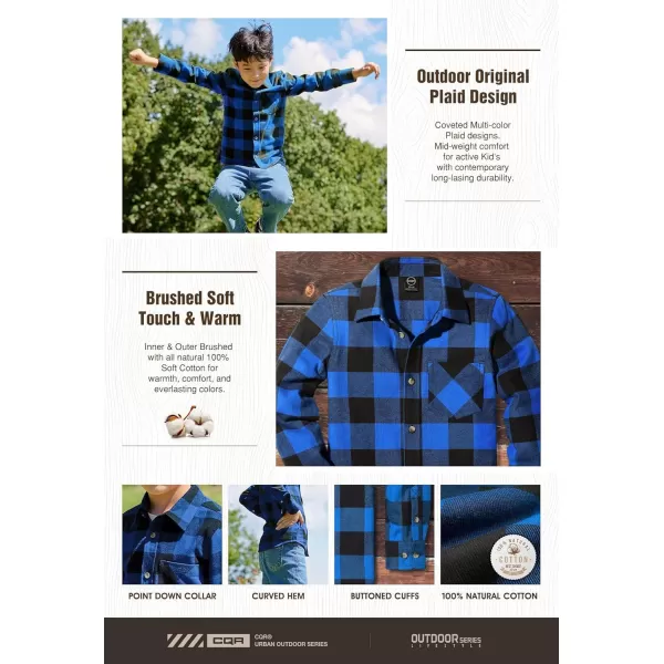 CQR Kids Little Boys Girls Baby Plaid Flannel Shirt Long Sleeve AllCotton Soft Brushed Casual Button Down ShirtsFlannel Plaid Classic Blue