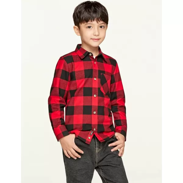 CQR Kids Little Boys Girls Baby Plaid Flannel Shirt Long Sleeve AllCotton Soft Brushed Casual Button Down ShirtsFlannel Plaid Classic Red