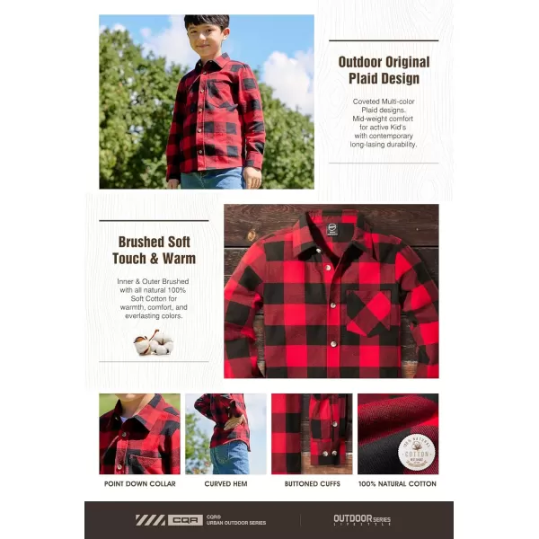 CQR Kids Little Boys Girls Baby Plaid Flannel Shirt Long Sleeve AllCotton Soft Brushed Casual Button Down ShirtsFlannel Plaid Classic Red