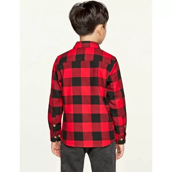 CQR Kids Little Boys Girls Baby Plaid Flannel Shirt Long Sleeve AllCotton Soft Brushed Casual Button Down ShirtsFlannel Plaid Classic Red