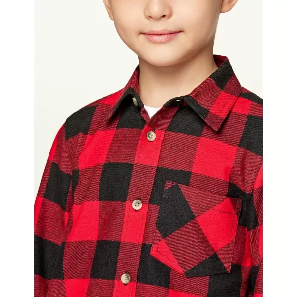 CQR Kids Little Boys Girls Baby Plaid Flannel Shirt Long Sleeve AllCotton Soft Brushed Casual Button Down ShirtsFlannel Plaid Classic Red