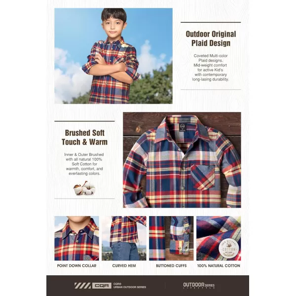 CQR Kids Little Boys Girls Baby Plaid Flannel Shirt Long Sleeve AllCotton Soft Brushed Casual Button Down ShirtsFlannel Plaid Navy  Orange