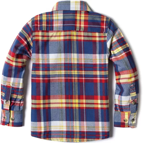 CQR Kids Little Boys Girls Baby Plaid Flannel Shirt Long Sleeve AllCotton Soft Brushed Casual Button Down ShirtsFlannel Plaid Navy  Orange