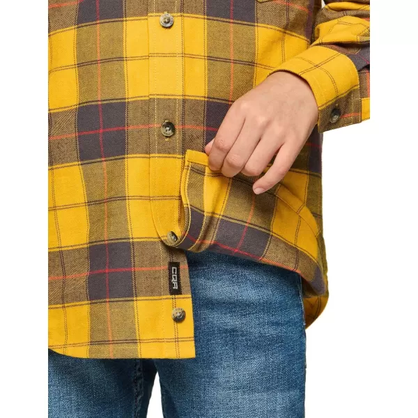 CQR Kids Little Boys Girls Baby Plaid Flannel Shirt Long Sleeve AllCotton Soft Brushed Casual Button Down ShirtsFlannel Plaid Yellow Cat