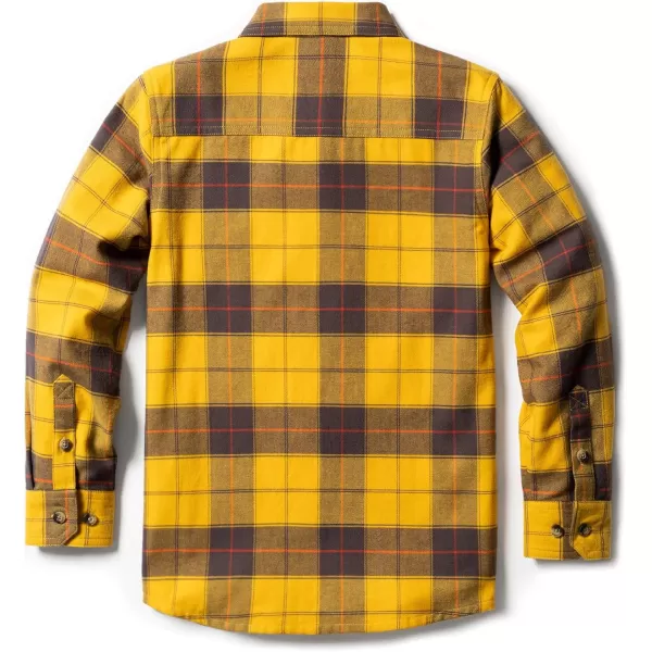 CQR Kids Little Boys Girls Baby Plaid Flannel Shirt Long Sleeve AllCotton Soft Brushed Casual Button Down ShirtsFlannel Plaid Yellow Cat