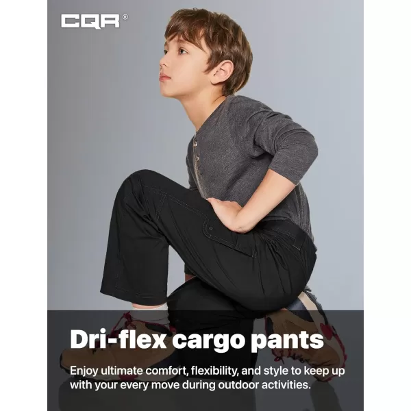 CQR Kids Youth Hiking Cargo Pants Outdoor Camping Pants UPF 50 Quick Dry Regular PantsDriflex Black