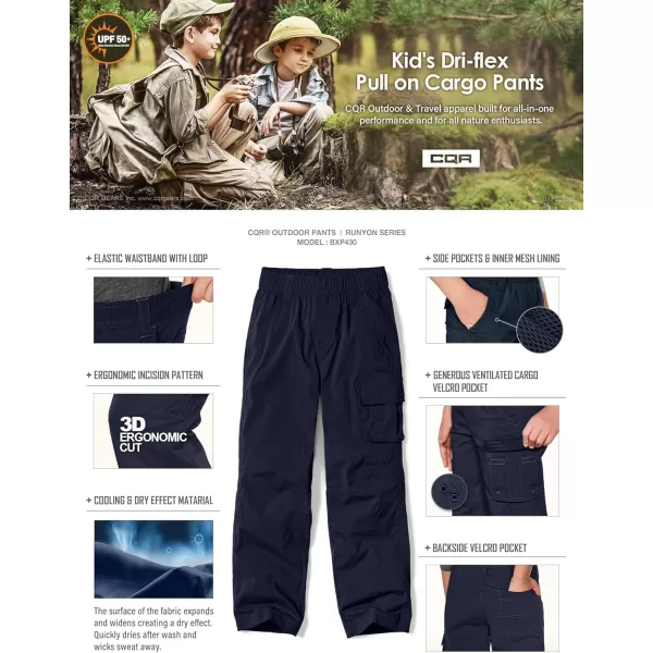 CQR Kids Youth Hiking Cargo Pants Outdoor Camping Pants UPF 50 Quick Dry Regular PantsDriflex Navy