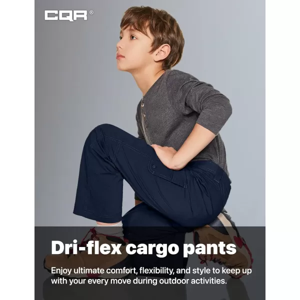 CQR Kids Youth Hiking Cargo Pants Outdoor Camping Pants UPF 50 Quick Dry Regular PantsDriflex Navy